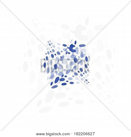 Isolated abstract colorful unusual shape logo of bubbles, dotted logotype on black background vector illustration.
