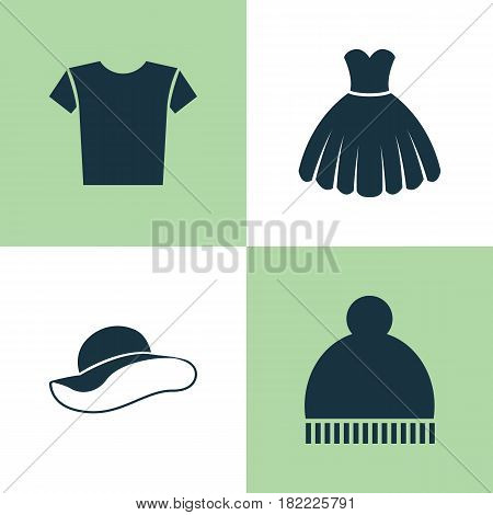 Dress Icons Set. Collection Of Elegant Headgear, Beanie, Casual And Other Elements. Also Includes Symbols Such As Pompom, Elegant, Sarafan.