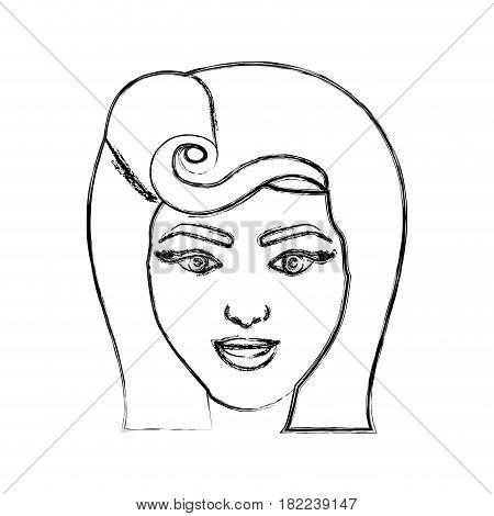 blurred silhouette drawing of face woman with pin up swirl hairstyle vector illustration