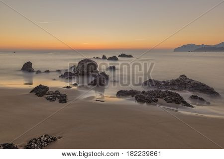 The Beach Of Trengandin In Noja, Cantabria