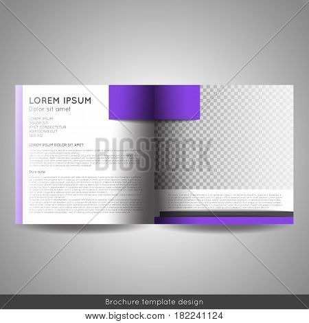 Bi fold square business or educational brochure template design. Stock vector.