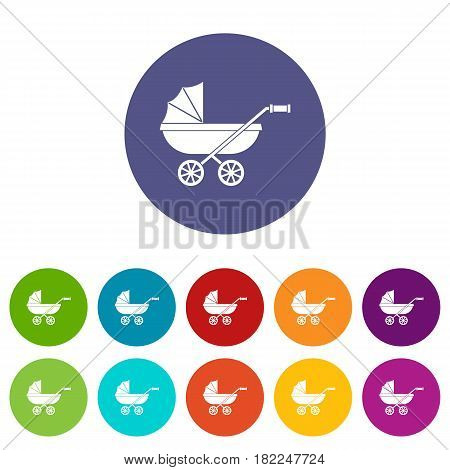 Human chromosomes icons set in circle isolated flat vector illustration