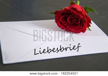 Liebesbrief - german for love letter -  written on an envelope