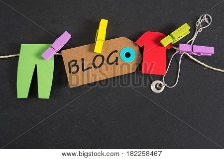 Blog inscription written on a paper tag