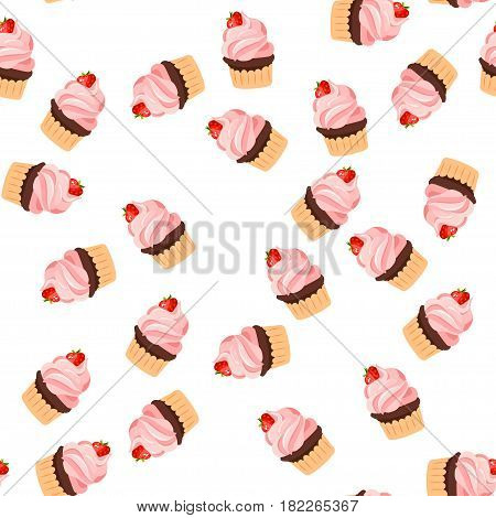 Very high quality original trendy vector seamless pattern with a strawberry chocolate pancake