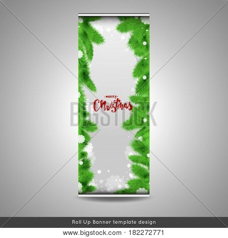 Christmas or New Year roll up banner layout template design. Stock vector