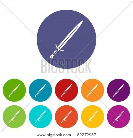 Hatchet icons set in circle isolated flat vector illustration