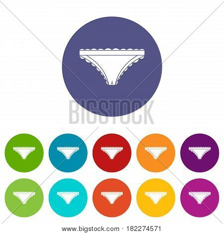 Panties icons set in circle isolated flat vector illustration
