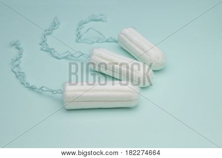 Menstruation cotton tampons for woman hygiene protection. Soft tender protection for woman critical days gynecological menstruation cycle. Medical hygiene conception