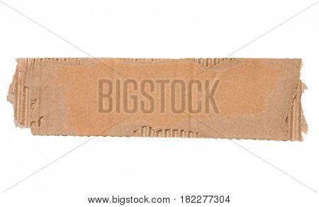Piece of corrugated cardboard torn, isolated on white background. Cardboard texture ragged edge.
