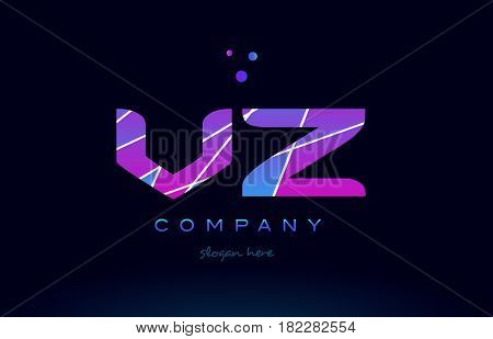 Vz V Z  Colored Blue Pink Purple Alphabet Letter Logo Icon Vector