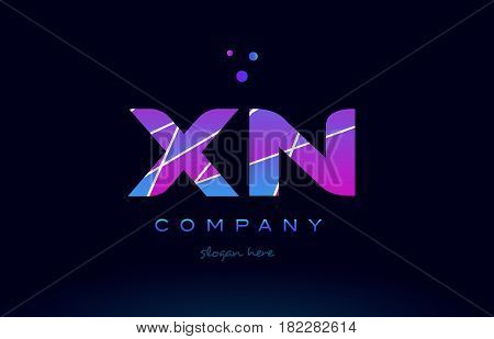 Xm X M  Colored Blue Pink Purple Alphabet Letter Logo Icon Vector