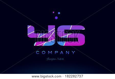 Ys Y S  Colored Blue Pink Purple Alphabet Letter Logo Icon Vector