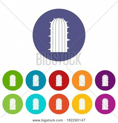 Mexican cactus icons set in circle isolated flat vector illustration