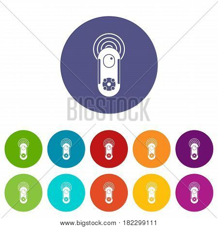Game joystick icons set in circle isolated flat vector illustration