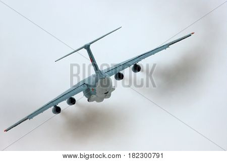 ZHUKOVSKY, MOSCOW REGION, RUSSIA - DECEMBER 19, 2013: lyushin IL-76MD RA-78699 for China air force makes test flight in Zhukovsky.