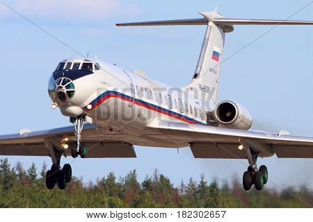CHKALOVSKY, MOSCOW REGION, RUSSIA - JULY 18, 2013: Tupolev Tu-134A-3 RA-65689 of Russian Air Force landing at Chkalovsky.
