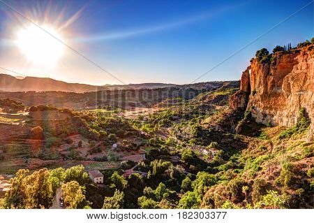 Ronda, Spain, a landscape with the Tajo Gorge.