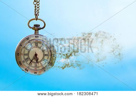 Time is passing away on blue sky (Concept of wasting time)