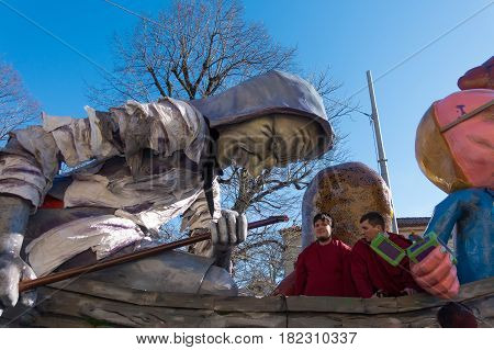OPICINATRIESTE ITALY - FEBRUARY 25: Unidentified participants in parade of the Carnival. Kraski Pust o Carnevale Carsico. The Carnival Carsico Kraski on February 25 2017