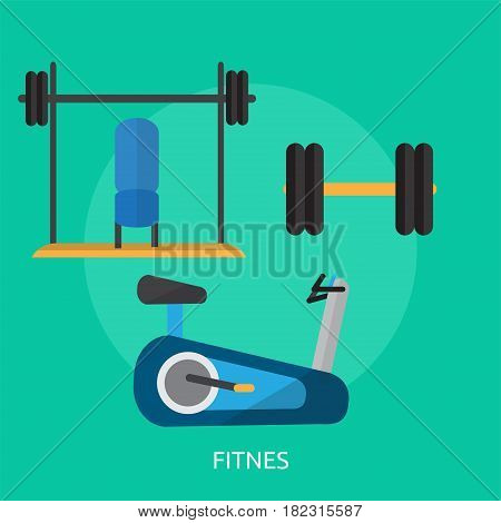 Fitnes Conceptual Design | Great flat illustration concept icon and use for sport, award, hobby, job, and much more. the set can be used for several purposes like: websites, print templates, presentation