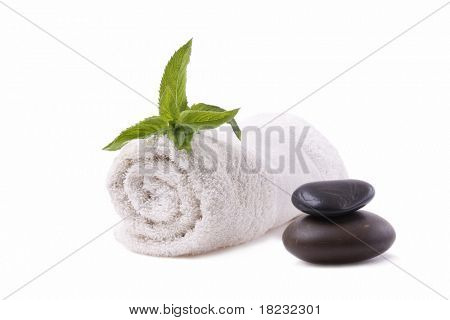 Wellness stilleben Handtuch isolated on white background