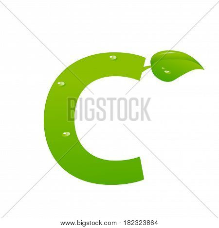 Green eco letter C illiustration on white