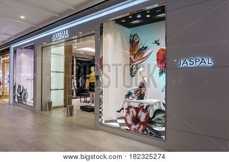 Hua Hin Thailand - April 9 2017: Jaspal shop. Jaspal clothing design and manufacturing company founded in India. Jaspal shop in BluPort Hua Hin Resort Mall.Hua Hin. Thailand.