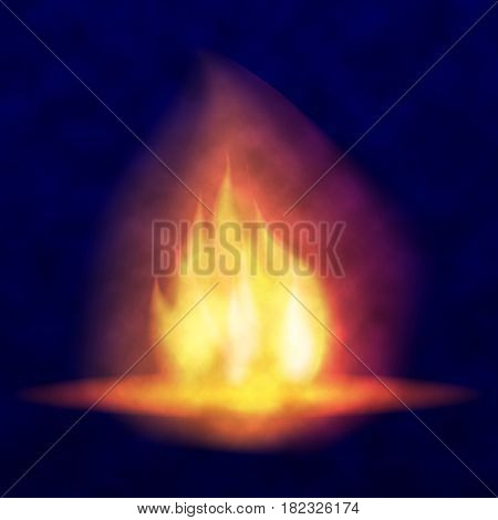 Vector burning bonfire. Hot flickering flame with sparks. Tongues of flame. Bright burning effect of a candle. Flicker of a torch. Burned fire in the smoke.