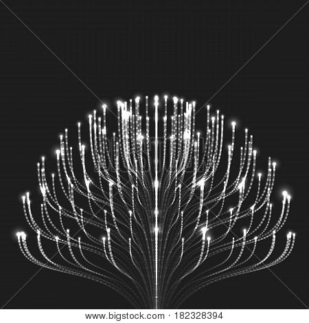 Abstract vector grayscale sphere mesh background. Bioluminescence of tentacles. Futuristic style card. Elegant background for business presentations. Eps 10.