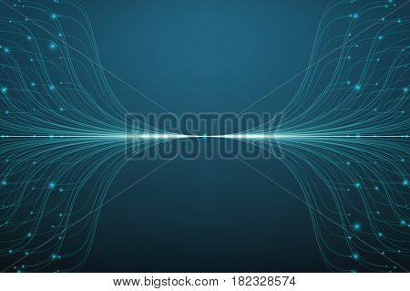 Abstract vector blue lines mesh background. Bioluminescence of tentacles. Futuristic style card. Elegant background for business presentations. Eps 10.