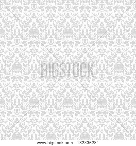 Vector damask seamless pattern background. Classical luxury old fashioned damask ornament, royal victorian seamless texture for wallpapers, textile, wrapping. Exquisite floral baroque template.