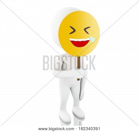 3D White People Holding Funny Face Mask