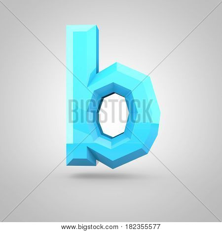 Blue Low Poly Alphabet Letter B Lowercase Isolated On White Background.