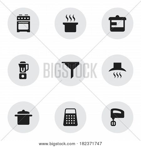 Set Of 9 Editable Meal Icons. Includes Symbols Such As Soup Pot, Shredder, Cookware And More. Can Be Used For Web, Mobile, UI And Infographic Design.