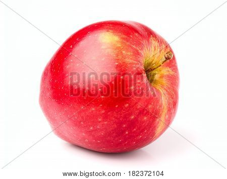 Ripered Apple lies vertically close-up isolated on white background.