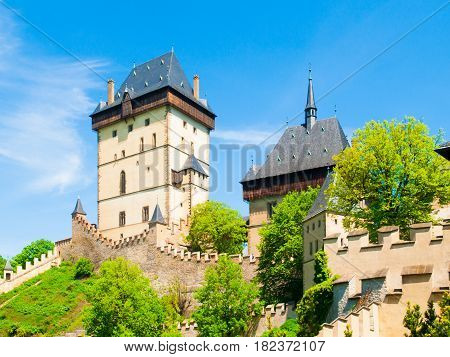 Medieval gothic royal castle Karlstejn, Czech Reoublic.
