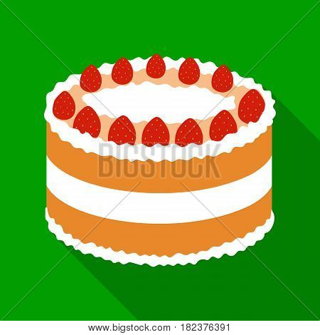 Strawberry cake icon in flate design isolated on white background. Cakes symbol stock vector illustration.