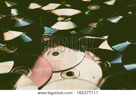 old cd compact disc with soft light and vintage look
