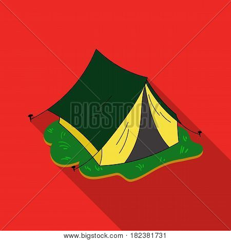 Yellow tent icon in flat design isolated on white background. Family holiday symbol stock vector illustration.