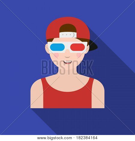 Cinemaddict icon in flat style isolated on white background. Films and cinema symbol vector illustration.