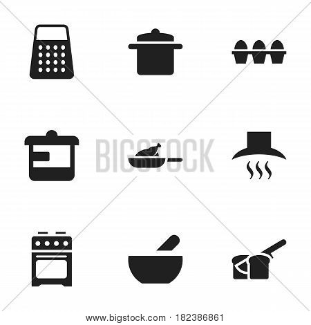 Set Of 9 Editable Cooking Icons. Includes Symbols Such As Egg Carton, Bakery, Utensil And More. Can Be Used For Web, Mobile, UI And Infographic Design.