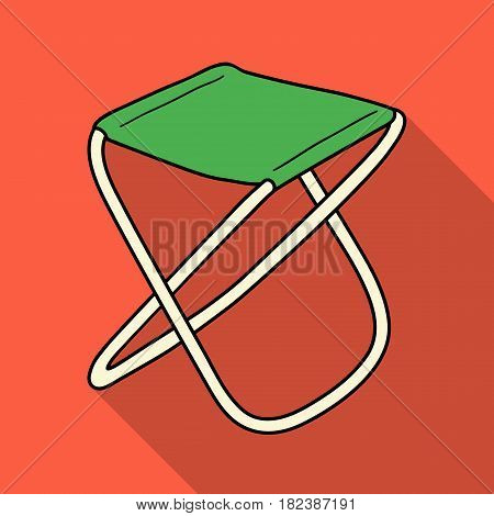 Folding stool icon in flat design isolated on white background. Fishing symbol stock vector illustration.
