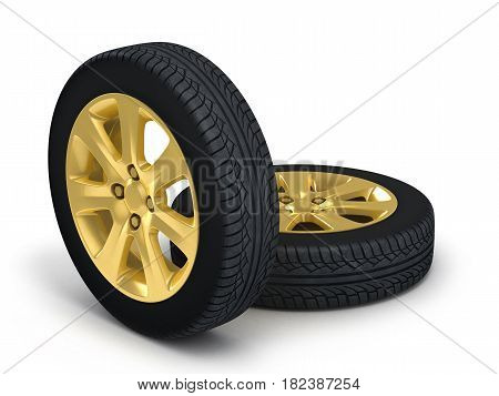 3D Ilustration Of Automotive Wheel Isolated On White 3D Illustration