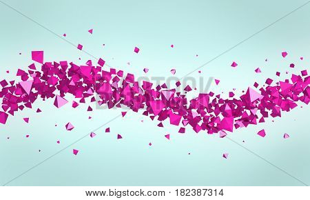 Abstract 3D Rendering Of Chaotic Particles Background Of Pyramids In Empty Space 3D Illustration