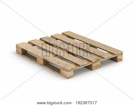 Wooden Pallet Isolated On White Background 3D Illustration