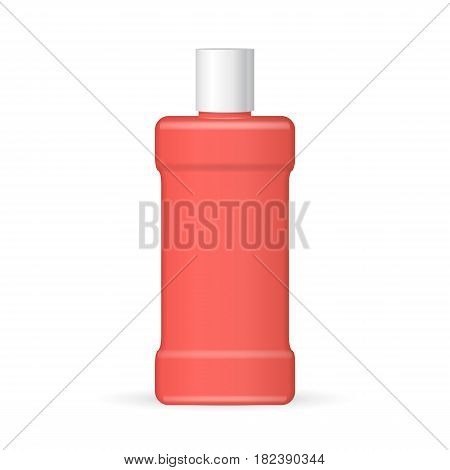 Cream, Shampoo, Gel Or Lotion Plastic Red Bottle On White Background Isolated. Mock Up Template Ready For Your Design. Product Packing Vector EPS10