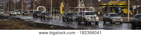 Kazakhstan, Ust-Kamenogorsk, march 29, 2017: City traffic