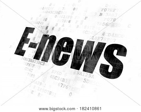News concept: Pixelated black text E-news on Digital background