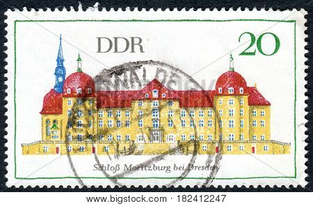 GERMANY - CIRCA 1968: A stamp printed in Germany (GDR) shows a Moritzburg Castle near Dresden circa 1968
